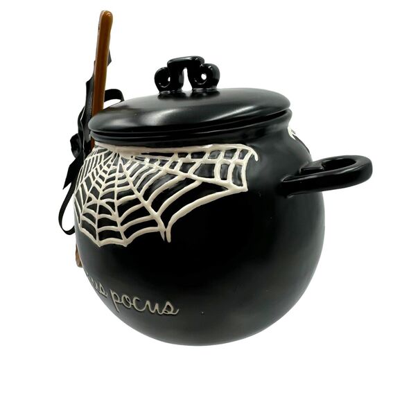 Rae Dunn Black Cauldron Hocus Pocus Spider Web Canister Spoon Set Bowl New 2024 - Picture 4 of 9